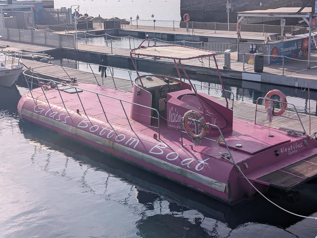 Barco con visi&oacute;n submarina del minicrucero Celia Cruz frente a Isla de Lobos
